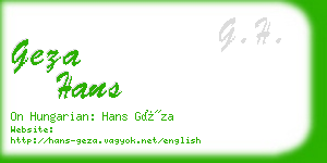 geza hans business card